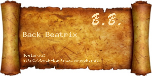 Back Beatrix névjegykártya