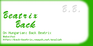 beatrix back business card